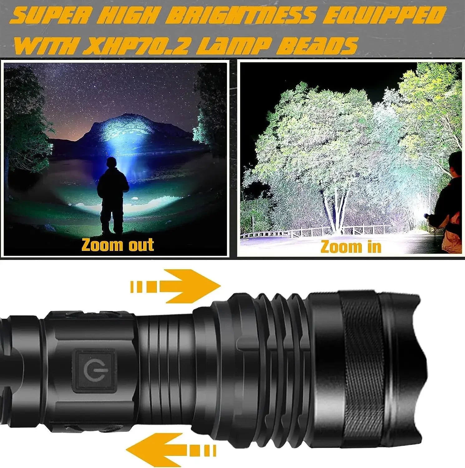 Rechargeable Long Range Tactical Torch Waterproof Outdoort Emergency Camping Lantern High Power LED Flashlight Oasis Select