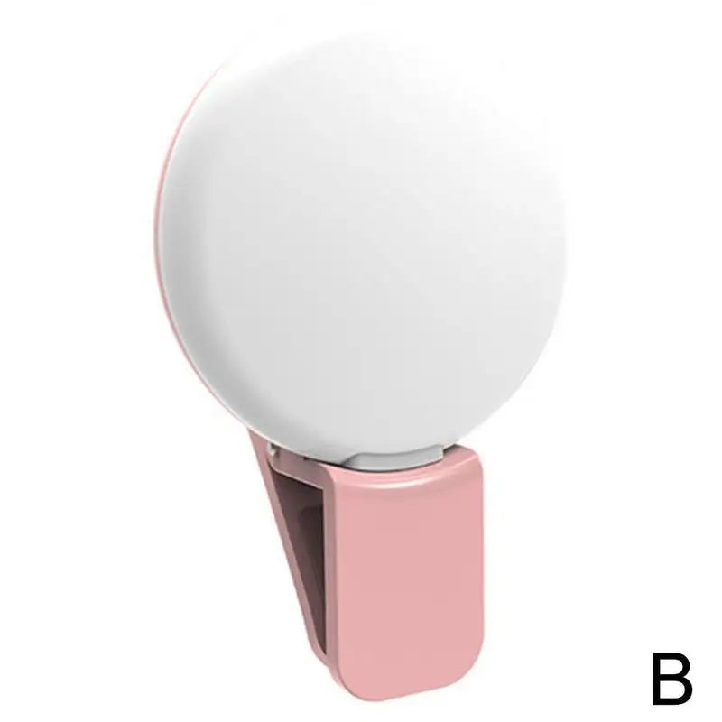 Mobile Phone LED Selfie Ring Light Portable Mini Durable Practical Three Stop Dimming Circle Photography Clip Fill Light Oasis Select pink