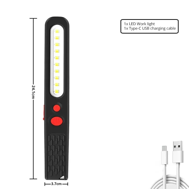 Portable COB LED Work Light USB Rechargeable Flashlight Stepless Dimming Waterproof Torch Magnetic Auto Repair Lights Oasis Select Package A