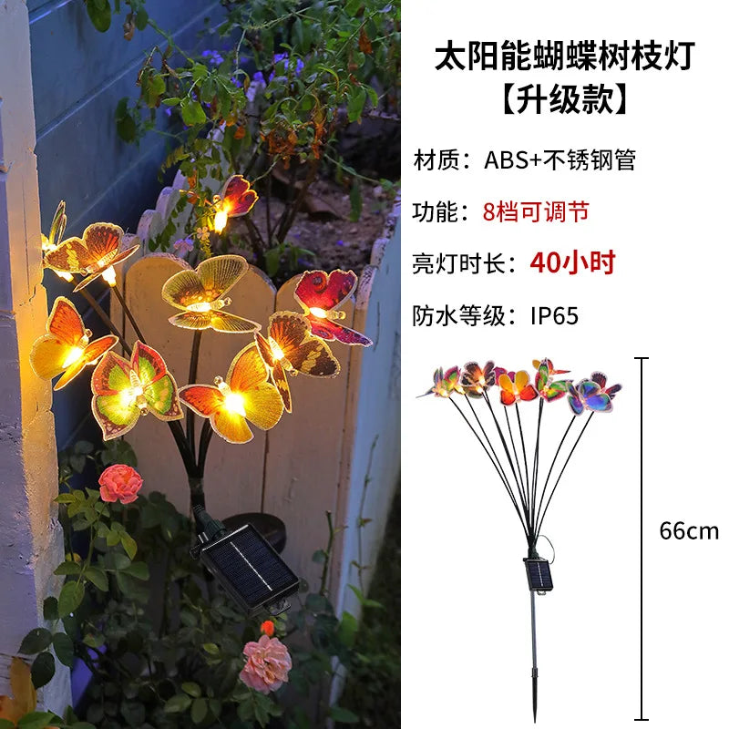 LED Waterproof Solar Simulated Butterfly Lawn Light, Courtyard Garden Ground Insert Path Decorative Light Solar Light Outdoor Oasis Select Warm light 6 heads 5W