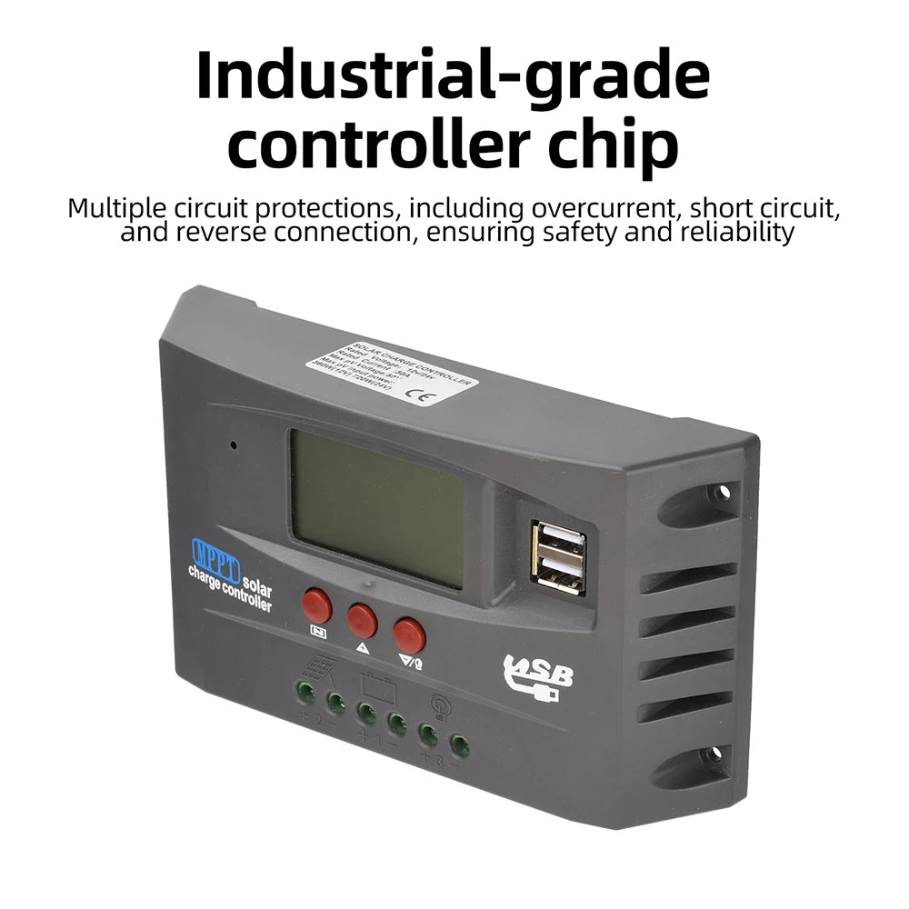 MPPT Solar Controller 12V/24V 30A/60A/100A Solar Charge Controller Supports Lead Acid Lithium LiFePO4 Batteries Dual USB Ports Oasis Select