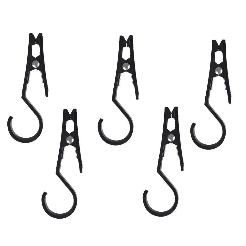 5/10Pcs Outdoor Multi-Purpose Tent Tarp Clip Hook with Secure Grip For Camping Tarp Lights Pot Hat clothes Gear Hanging Oasis Select black5
