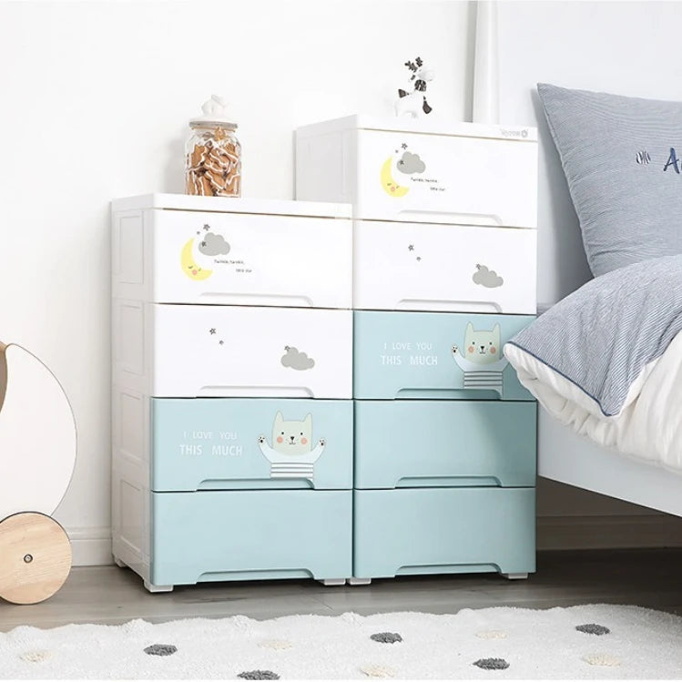 Baby clothes storage cabinet Household double door children's wardrobe Plastic baby toys clothing drawer storage cabinet Oasis Select