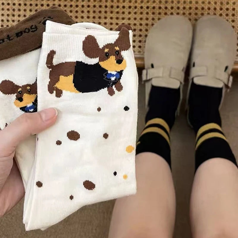 Funny Animal Cotton Socks Cartoon Dog Print Socks Autumn Winter Warm Sock Cute Couple Sock Oasis Select