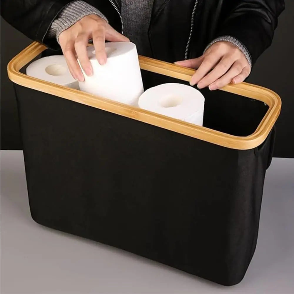 Toilet Paper Storage 28L, Toilet Paper Basket with Lid for Bathroom Storage Organizer, Free Standing Holds Up to 9-12 Rolls Oasis Select