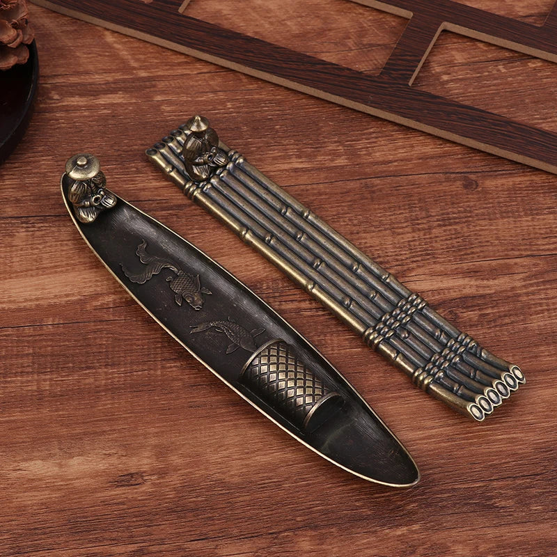 Creative Incense Holder Incense Holder Boat Old Men Fishing Japanese Style Incense Stick Burner Aromatherapy Ornament Home Decor Oasis Select