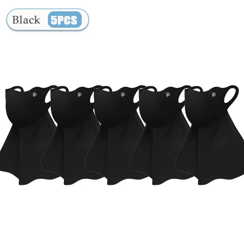1-10PCS Women‘s Summer Outdoor Sun Face Mask Neck Cover Cooling Breathable UV Protection for Hiking Cycling Ideal Gift Oasis Select Black-5PCS
