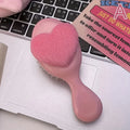 Plush Heart Mini Hair Brush & Mirror Set – Portable Pink Mini Hair Brush Set Oasis Select SZ329-Handlecomb