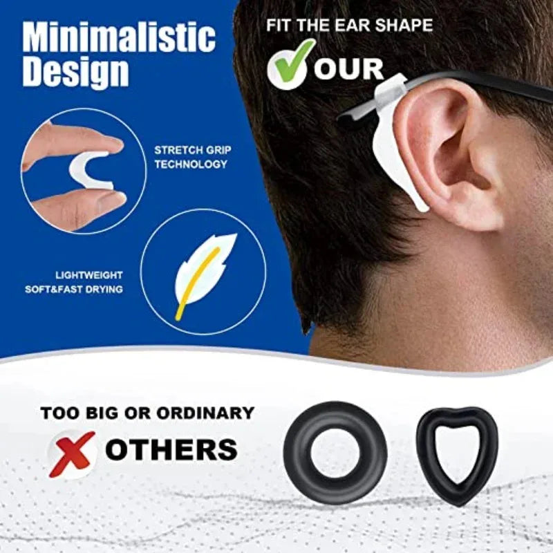 10/20/30/40Pairs Silicone Anti-Slip Eyeglass Hooks Comfortable Secure Glasses Holders For Activities Eyewear Accessories Oasis Select