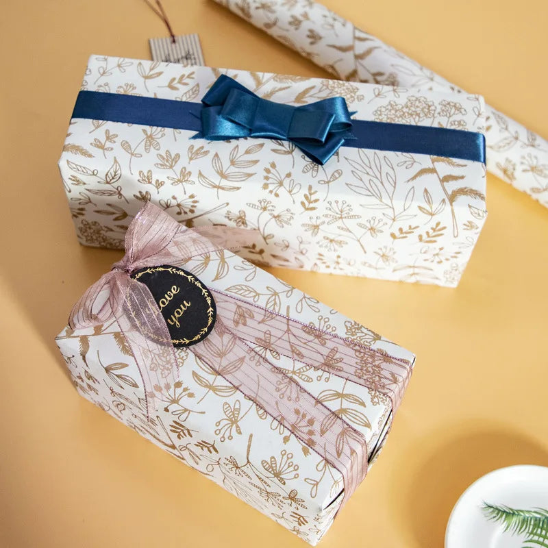 Ribbon Flower Knot Colorful Exquisite Gift Box Beaded Wrapping Paper Hot Stamping Gift Wrapping Paper For Gift Packaging Oasis Select