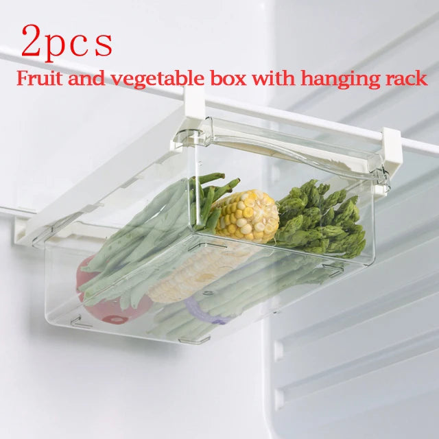 Clear Fridge Organizer Drawer – Slide Under Shelf Storage Box Fridge Drawer Organizer Oasis Select 2PC vegetable box