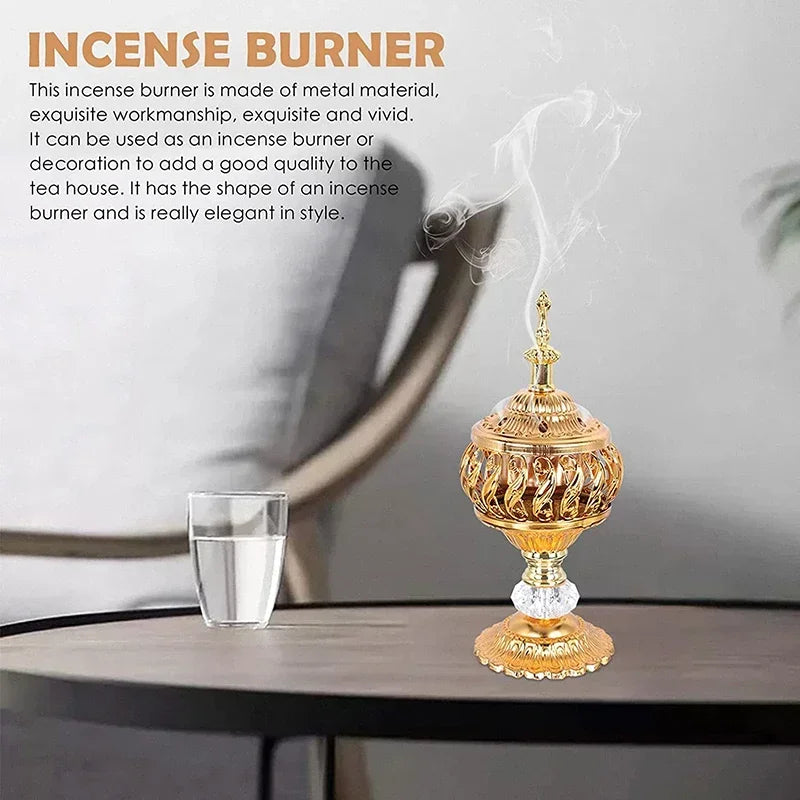 Metal Censer 1PC Incense Burner Holder Cone Arabian Stick Frankincense Vintage Bakhoor Coil Ash Catcher Iron Oasis Select