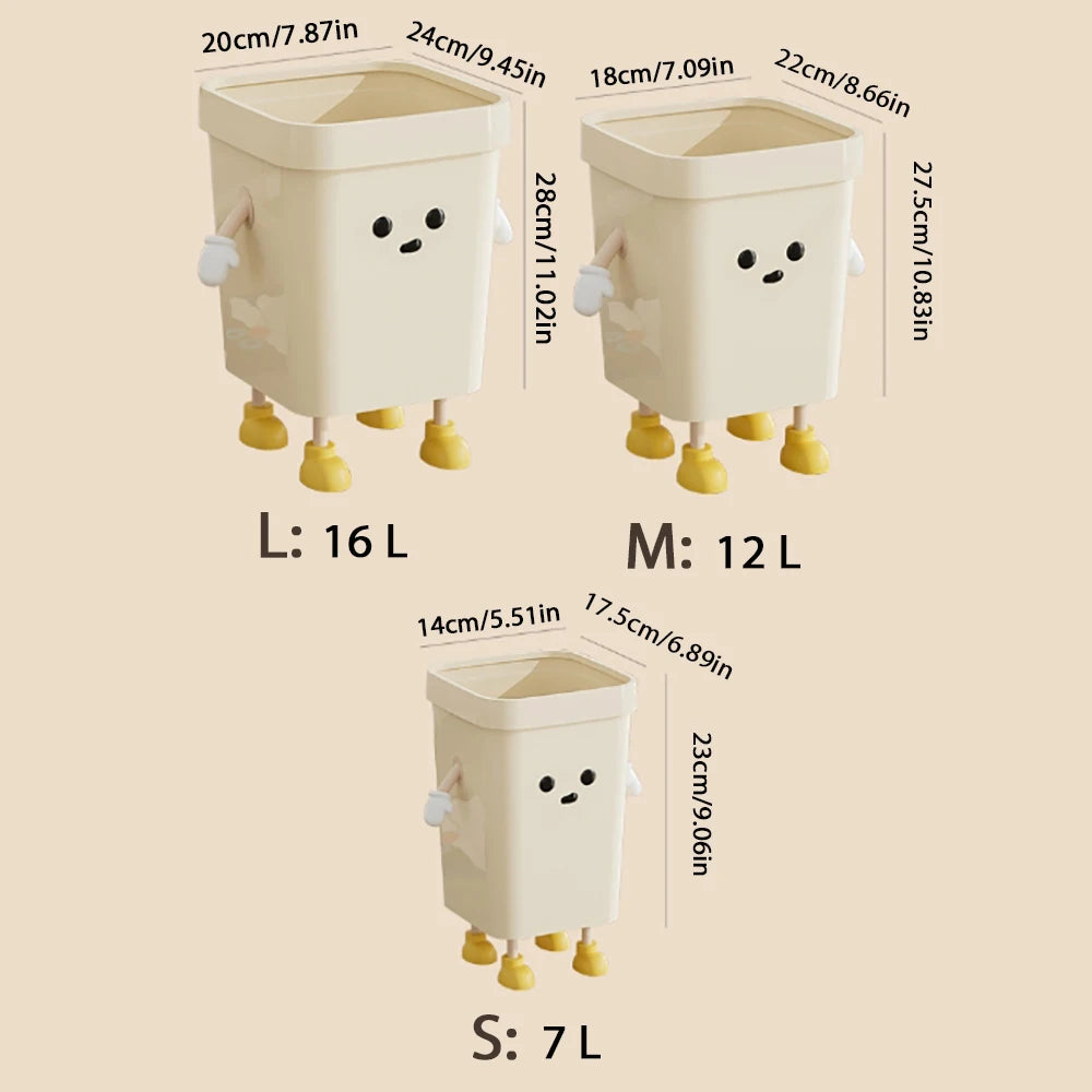 1pc Creative Cute Large Trash Can, Lidless Rectangular Plastic Trash Can for Kitchen, Living Room, Bathroom (Includes Adhesive) Oasis Select