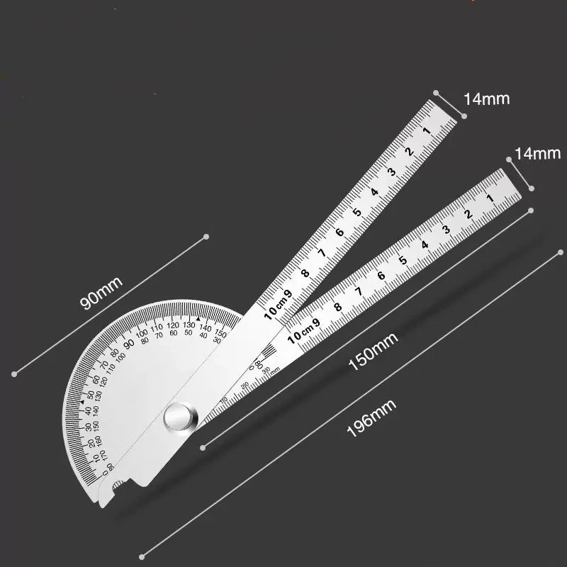 JUSTINLAU 1PC Angle Ruler Measuring Protractor Ruler Metal Detector 180 Stainless Steel Woodworking Wooden Measuring Tool Oasis Select