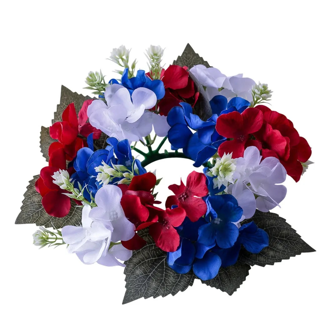 Hydrangea Candle Holder Wreath | Artificial Flower Ring Décor