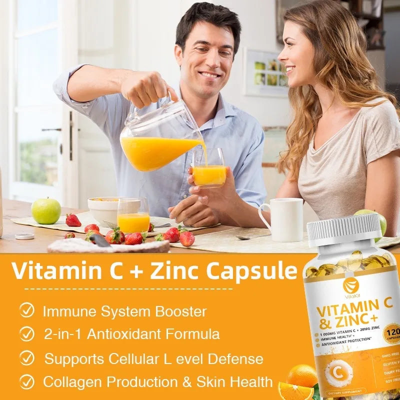 VitaKit Vitamin C 1000mg + Zinc 20mg – 120 Vegan Capsules Vitamin Supplement Oasis Select