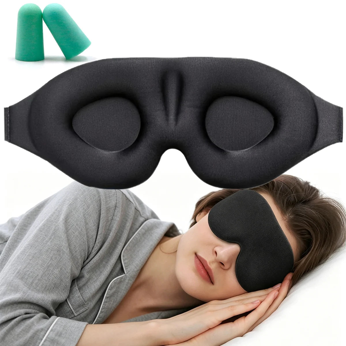 3D Sleep Mask Earplugs Breathable Light Blocking Eye Mask Zero Pressure Contoured Comfortable Travel Sleep Aid New 2026 Oasis Select