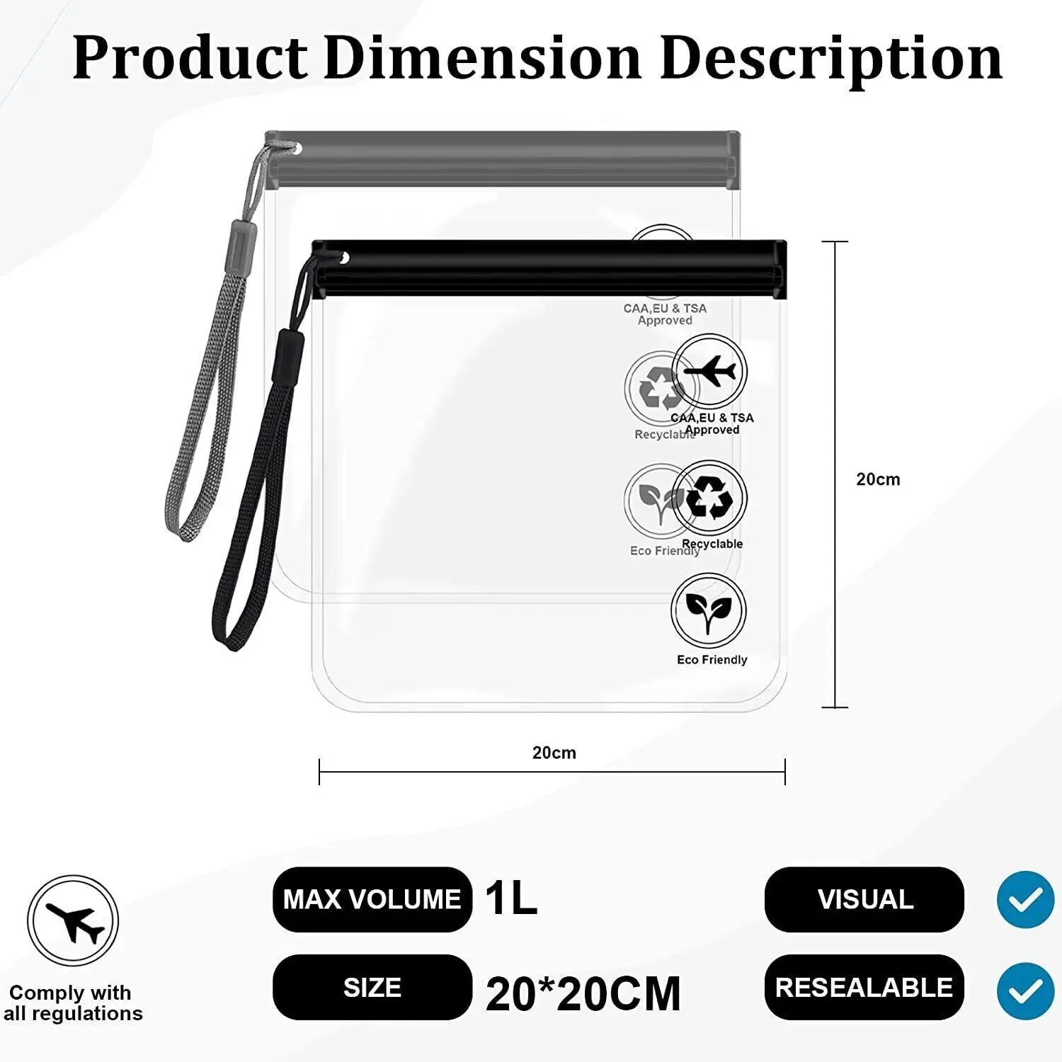 Luggage Transparent Travel Use Leakproof Flight Make Up Waterproof Bag For Women Reusable Airport Security Toiletry Bag Oasis Select