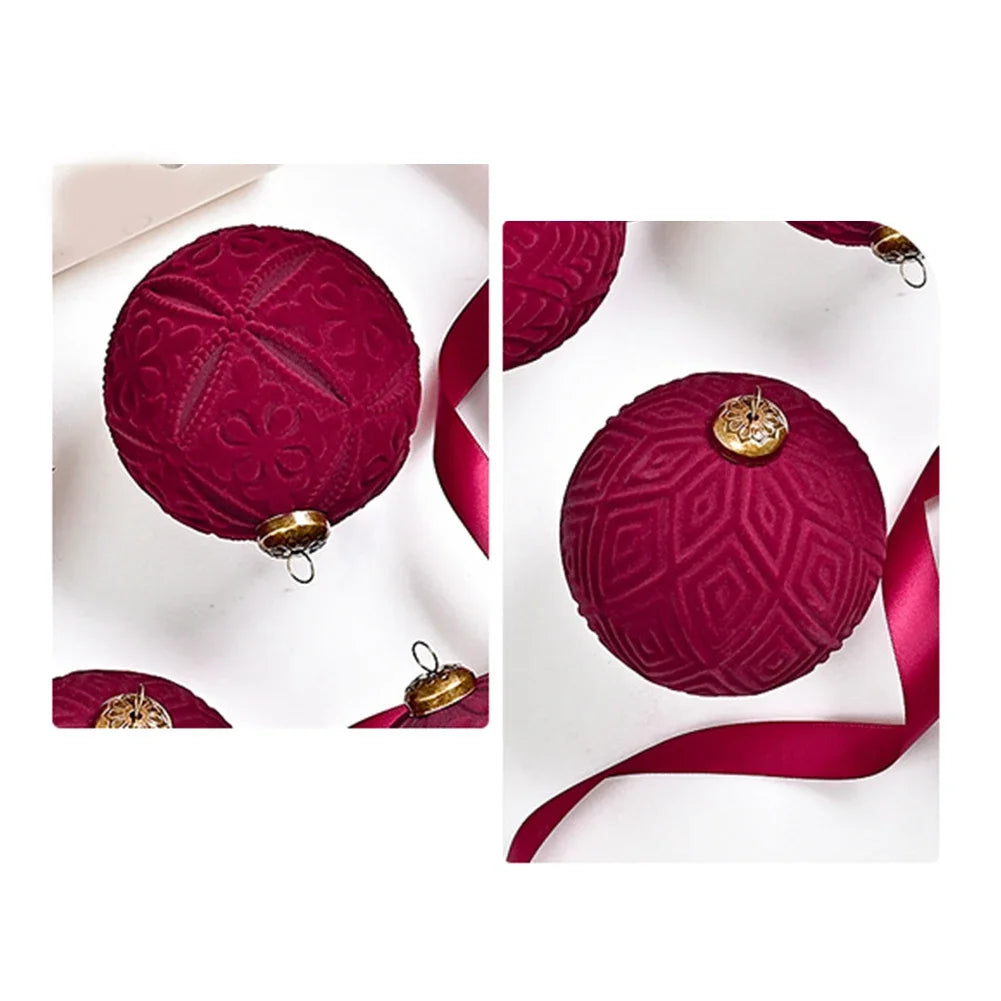 9-Pack Elegant Velvet Christmas Balls 10cm Hanging Ornaments Suitable For Festive Christmas Ornaments For Xmas Trees Home Decor Oasis Select