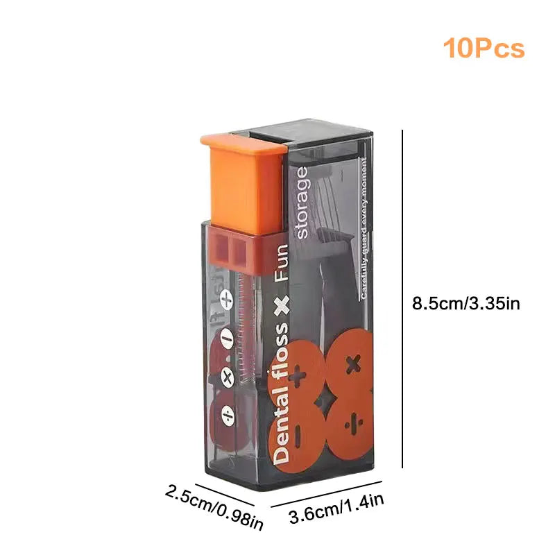 Automatic Dental Floss Storage Box Pop-Up Dental Floss Dispenser With 10Pcs Floss Dental Oral Hygiene Care Portable Oasis Select Orange