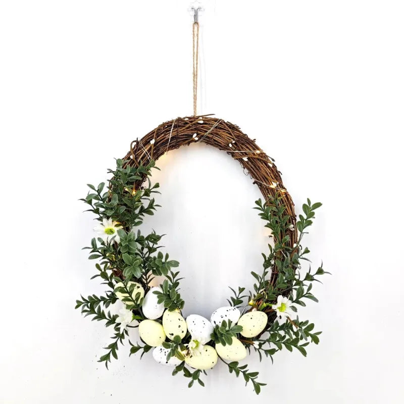 Easter Wreath Simulation Egg Wreath Spring Simulation Flower Wreath Door Hanging Decoration Oasis Select