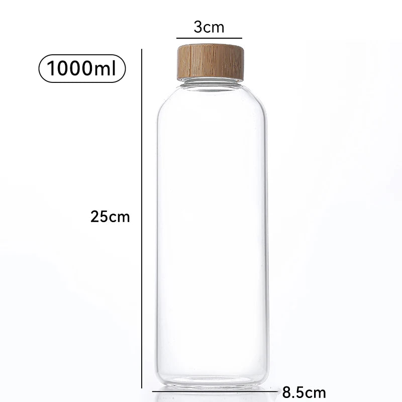 1pc Borosilicate Glass Bottle with Stainless Steel Lid & Bamboo Lid - Leak-Proof High-Temp Resistant Drink Container Glass Jar Oasis Select 1000ml Bamboo Lid 500-1000ml