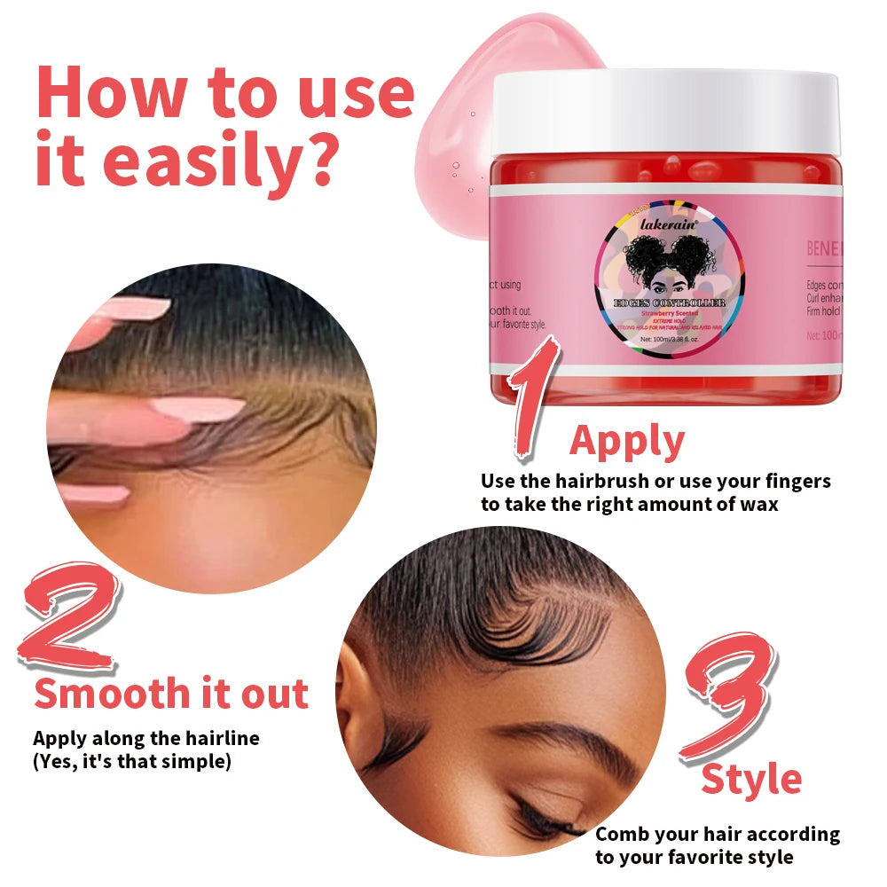Lakerain Strong Styling Hair Gel Long Lasting Control Edge Gel Smoothes Nourishes Hair Curl Enhancement Strong Hold Hair Gel Oasis Select