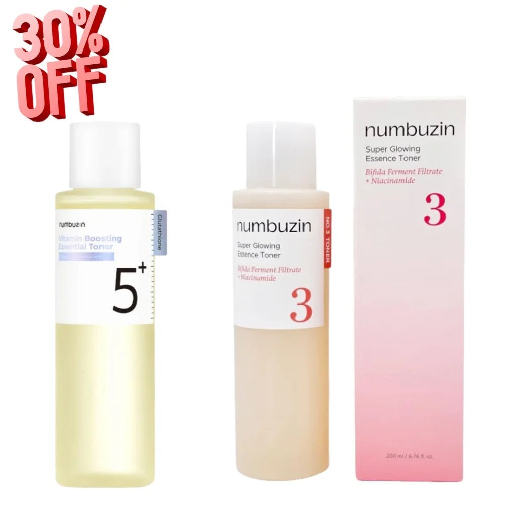 Numbuzin Toner Bundle No.3 + & No.5+ Bifida Ferment/Niacinamide/Glutathione, Brightening Hydrating Gentle Facial Care Toners Oasis Select