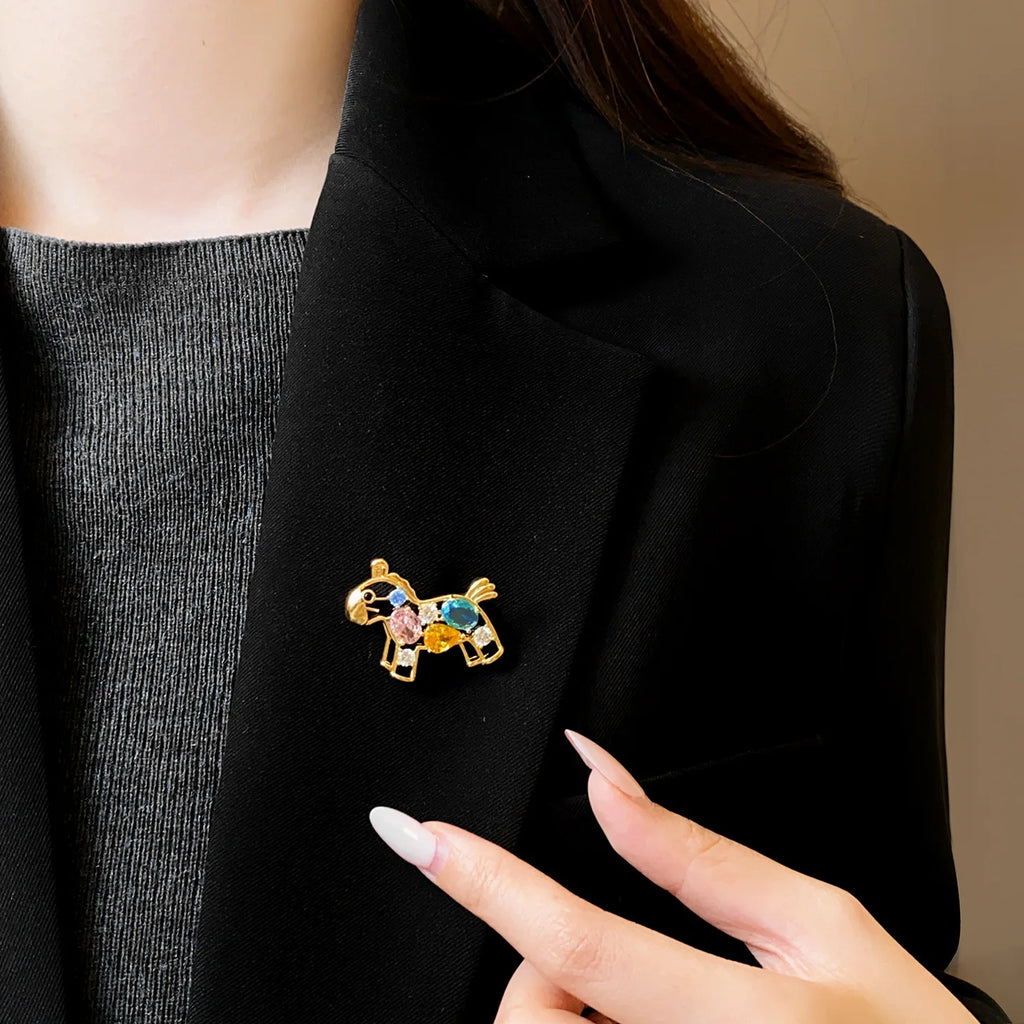 Crystal Hobbyhorse Brooches For Women Kids Lovely Beautiful Horse Party Casual Brooch Pins Gifts Oasis Select