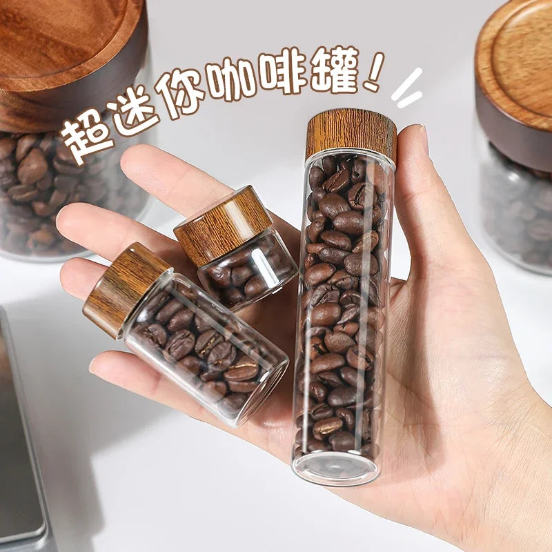 Mini Glass Sealed Jar Food Grade Coffee Powder Dispenser Bottle Portable Tea Coffee Beans Storage Small Empty Bottle Oasis Select