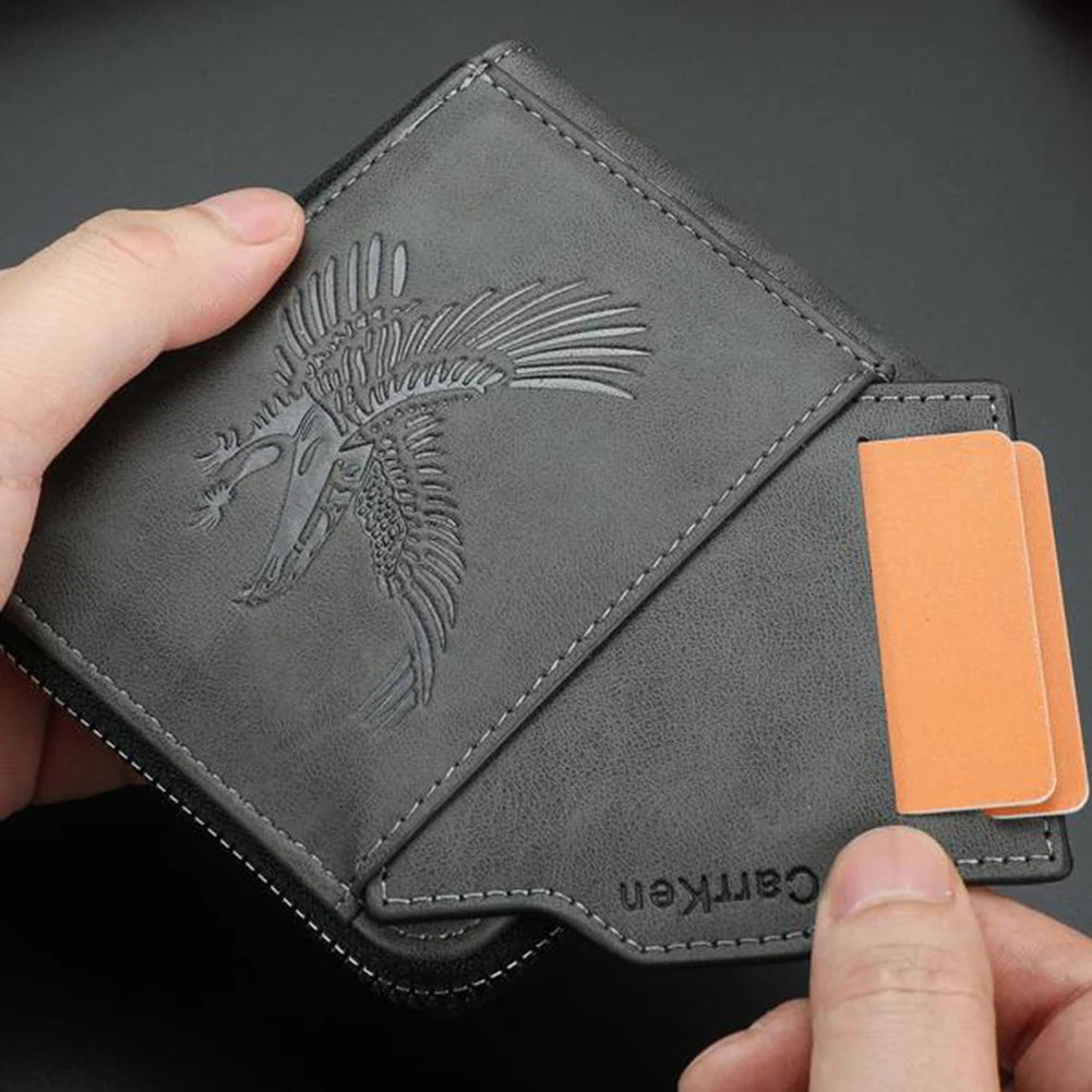 Men's Vintage Eagle-Embossed PU Leather Wallet | Multi Card Slot