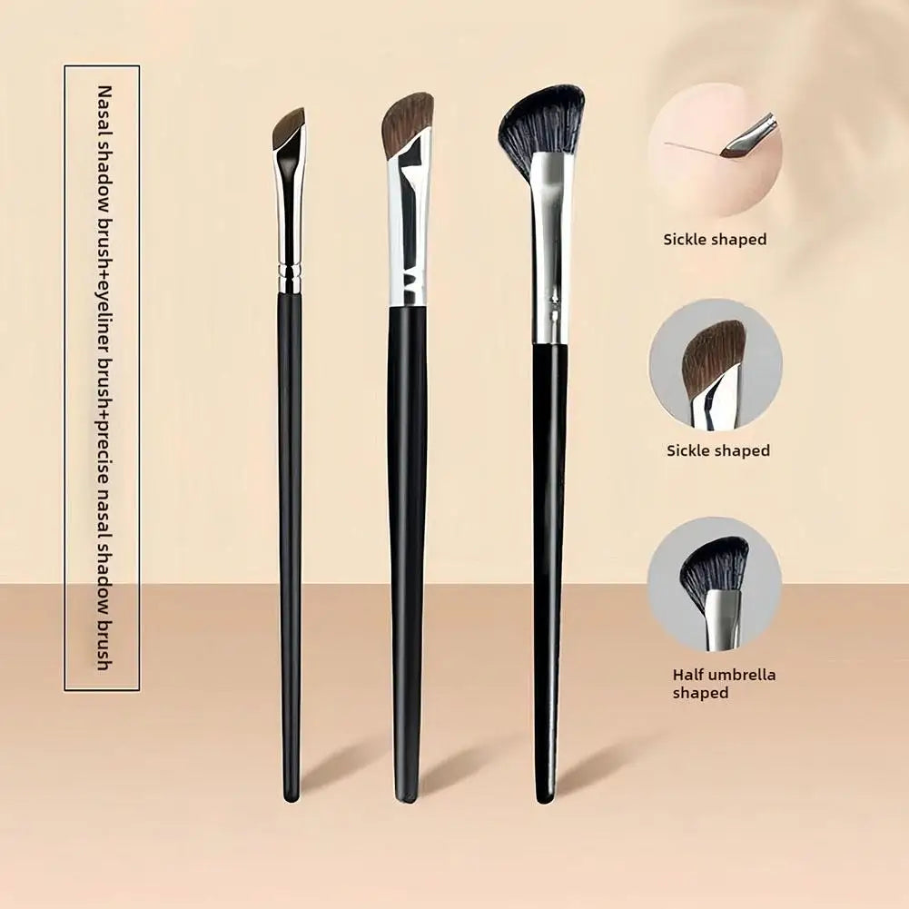 3PCS Nose Brush Set Nose Contour Brush Sculpting Half Fan-Shape Nose Shadow Brush Angled Concealer Brush Under Eye Cosmetics Oasis Select