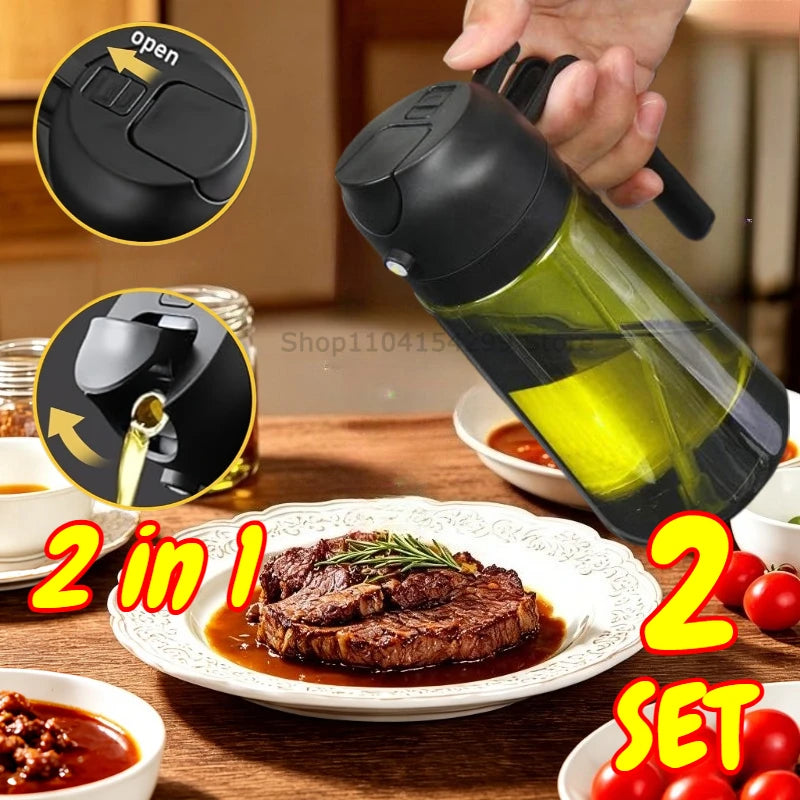2-in-1 Oil Sprayer Dispenser Olive Oil Dispenser Oil Spray Bottle Plastic Spray Bottle for Cooking Air Fryer BBQ Baking Salad Oasis Select