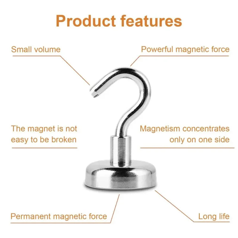 8PCS Strong Neodymium Magnetic Hook Sucker Metal 12kg 5Pounds Diameter 20mm Magnets Quick Hook Shelf Ring For Home Kitchen Oasis Select