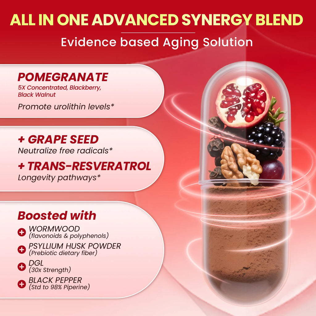 Lukaree Pre-fermentation Urolithin A+Complex Blend Promotes Cellular Repair Enhances Mental Clarity,Digestive Health Support Oasis Select