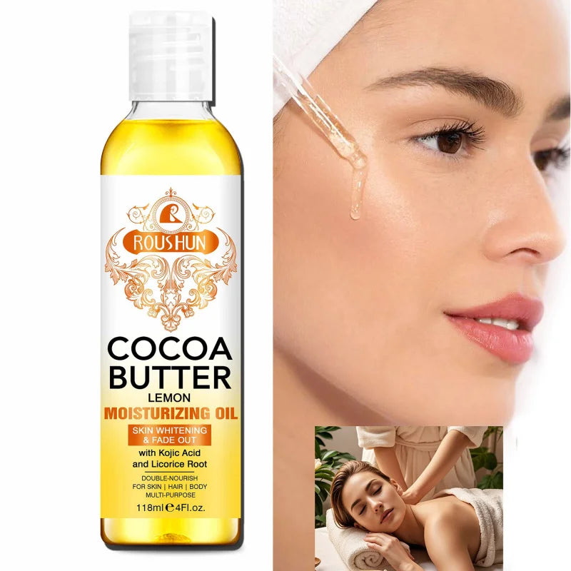 ROUSHUN 118ml Cocoa Butter Body Oil – Moisturizing Skin Care
