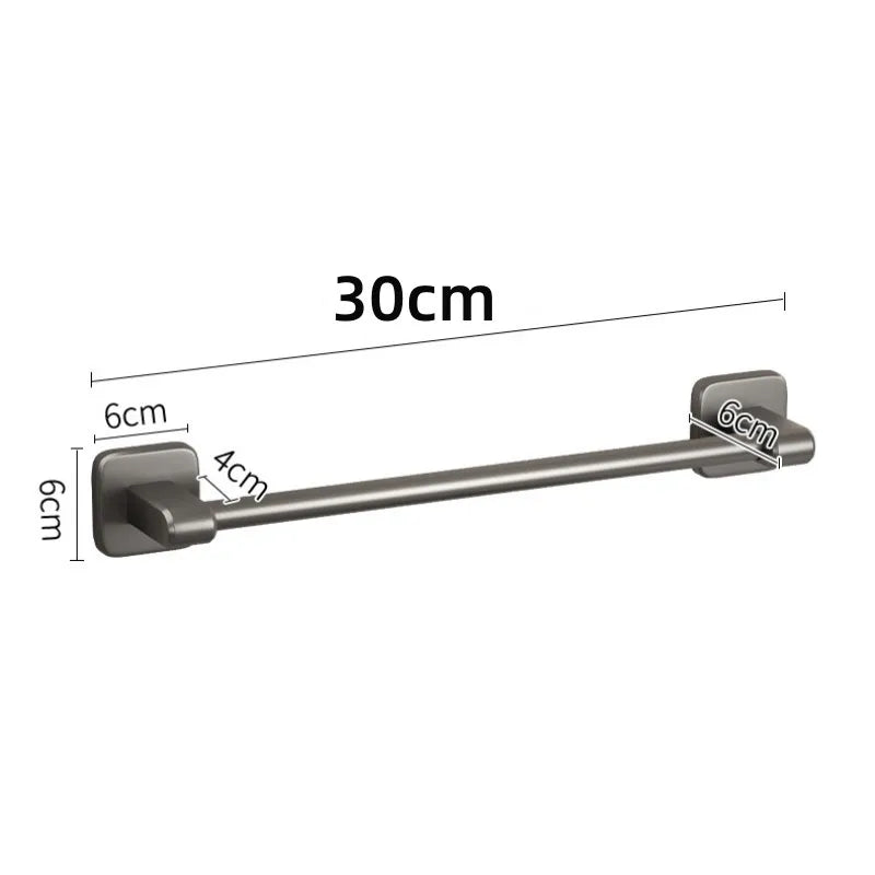 Bathroom Towel Holder White Without Drilling Bathroom Black Towel Rack Towel Bar Self-Adhesive Bathroom Towel Rack Towel Rail Oasis Select 30cm gray