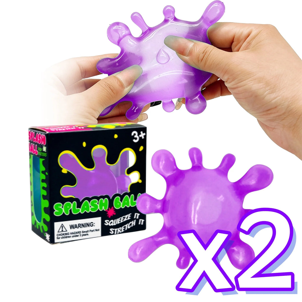 Splash Shaped Squeeze Ball Slow Rebound Stress Relief Fidget Toy Anti Anxiety Office Relaxation Toys Play Gift For Adults Kids Oasis Select Purple Color x 2