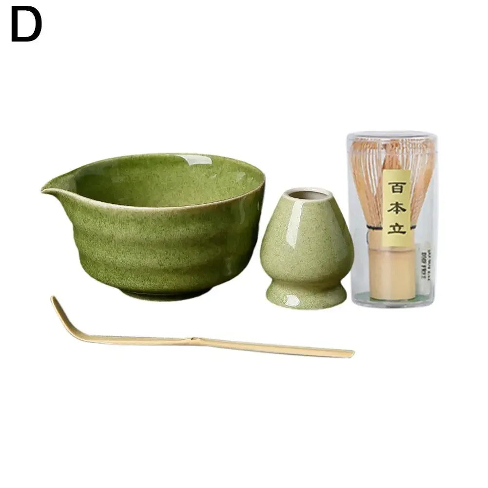 Japanese Ceramic Matcha Gift Set – Bowl, Whisk & Grinder 4pc
