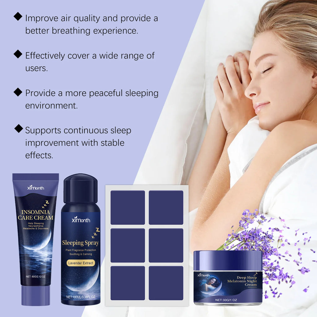 Lavender Sleep Patch, Night Cream & Pillow Spray Gift Set Sleep Wellness Set Oasis Select