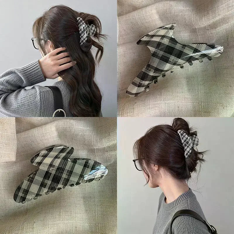 Classic Plaid Hair Claw Clip Non-Slip Strong Hold Hair Grip For Women Girls Daily Party Hairstyle Accessories Oasis Select