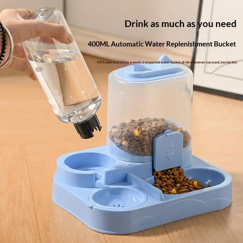 2-in-1 Large Pet Feeder Water Dispenser Dry Wet Separation Durable Plastic Transparent No Battery For Cats Dogs Travel Oasis Select