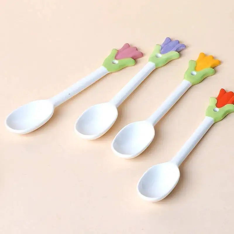 Tulip-shaped Ceramic Spoons, Dessert Spoons Coffee And Ice Cream Spoons, Table Spoons Kitchen Tablewear Oasis Select