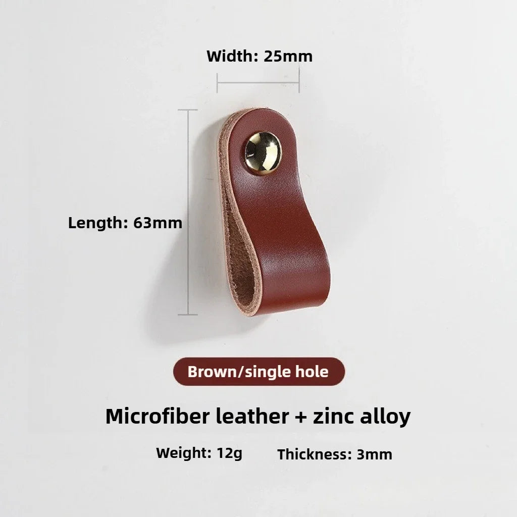 Cowhide Leather Cabinet Handles for Kids Room Kitchen Drawer Knobs Door Hardware Modern Minimalist Furniture Accessories