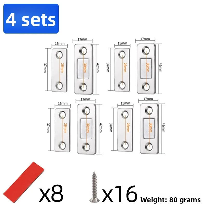 Punch Free Cabinet Catches Strong Magnetic L-shaped Closet Door Closer Ultra Thin Invisible Anti Collision Furniture Hardware Oasis Select F