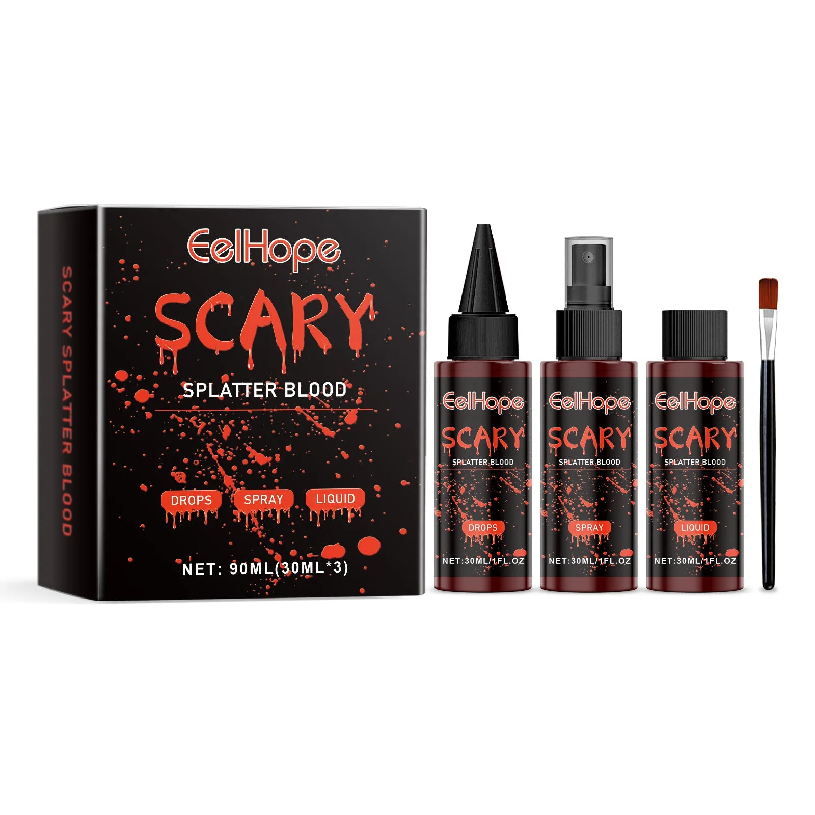 Halloween Fake Blood Makeup Kit Blood Drop Vampire Zombie Cosplay Washable Mock Blood Fake Blood Spray For Party Horror Red Tool Oasis Select 1 Set