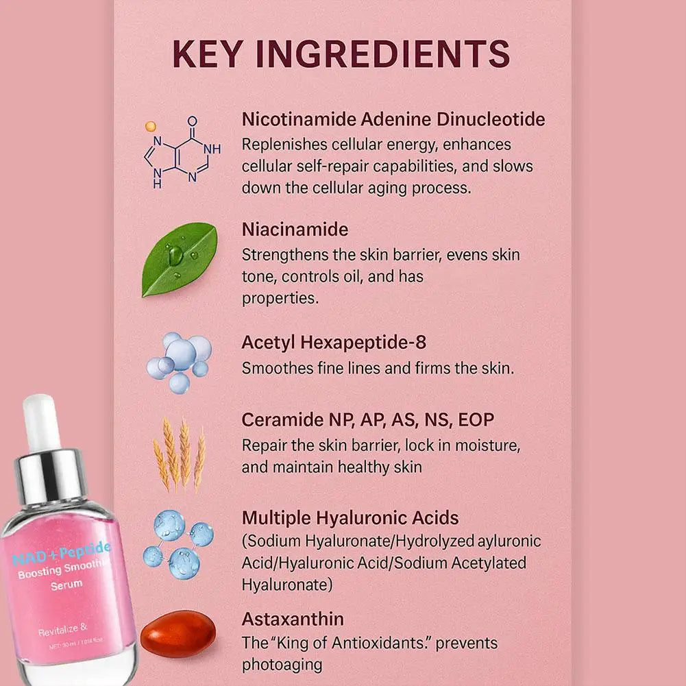 30ml Korean NAD+ Peptide Serum - 5 Ceramides Vegan Collagen, Hydrating Anti-Aging Serum for Revitalized Firm Skin Oasis Select