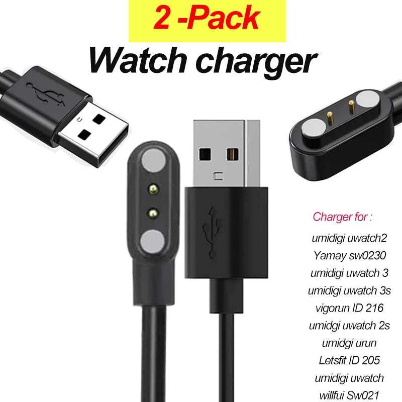 2-Pack Magnetic USB Charger for YAMAY Willful Letsfit Smart Watch Smart Watch Charger Oasis Select