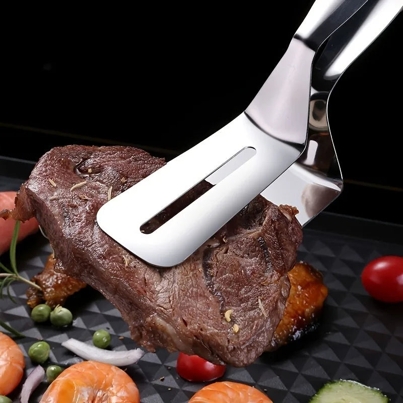 1/2Pcs Stainless Steel Steak Clips Multifunctional Spatula Double-Sided Cooking Tongs For Fish Meat Pizza Kitchen Baking Tools Oasis Select
