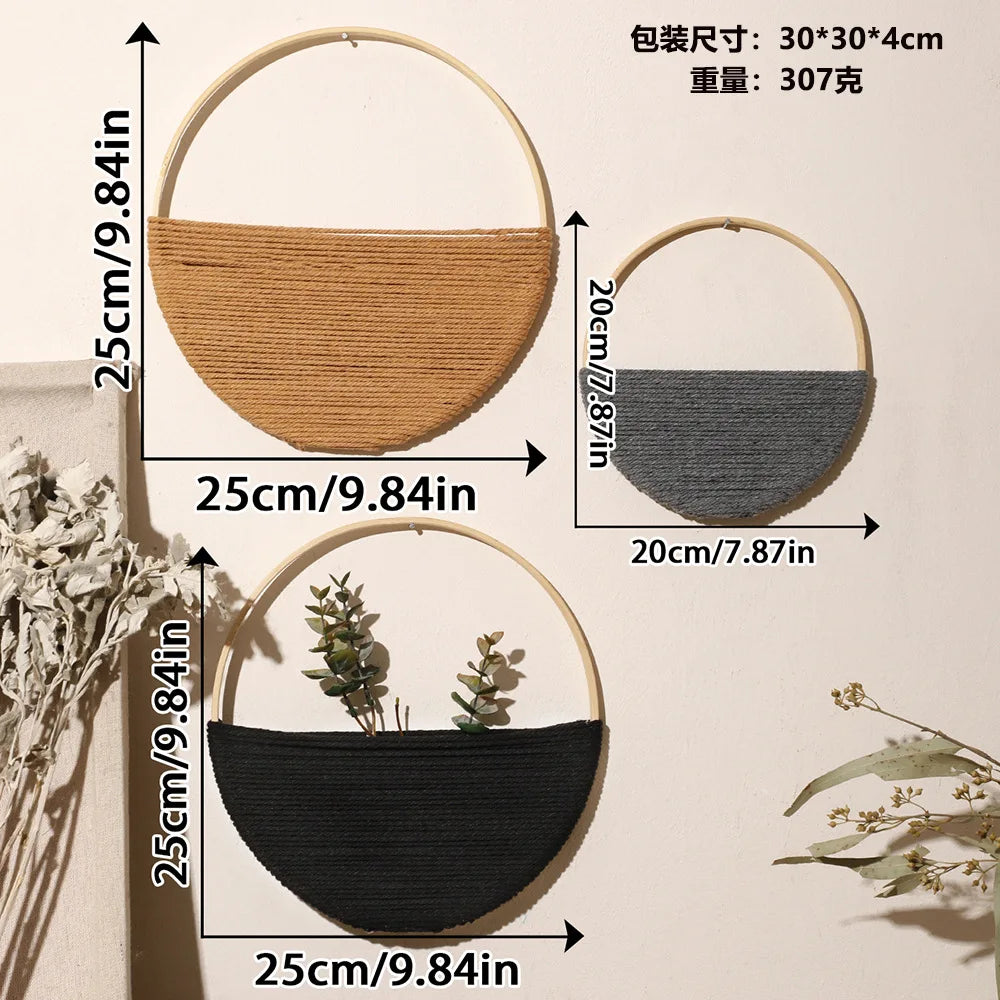 Ins Bohemian Style Double Circular Shelving Wall Decoration Pure Hand-woven Wall Hanging Room Decor Aesthetic Oasis Select 3pcs-set 7458